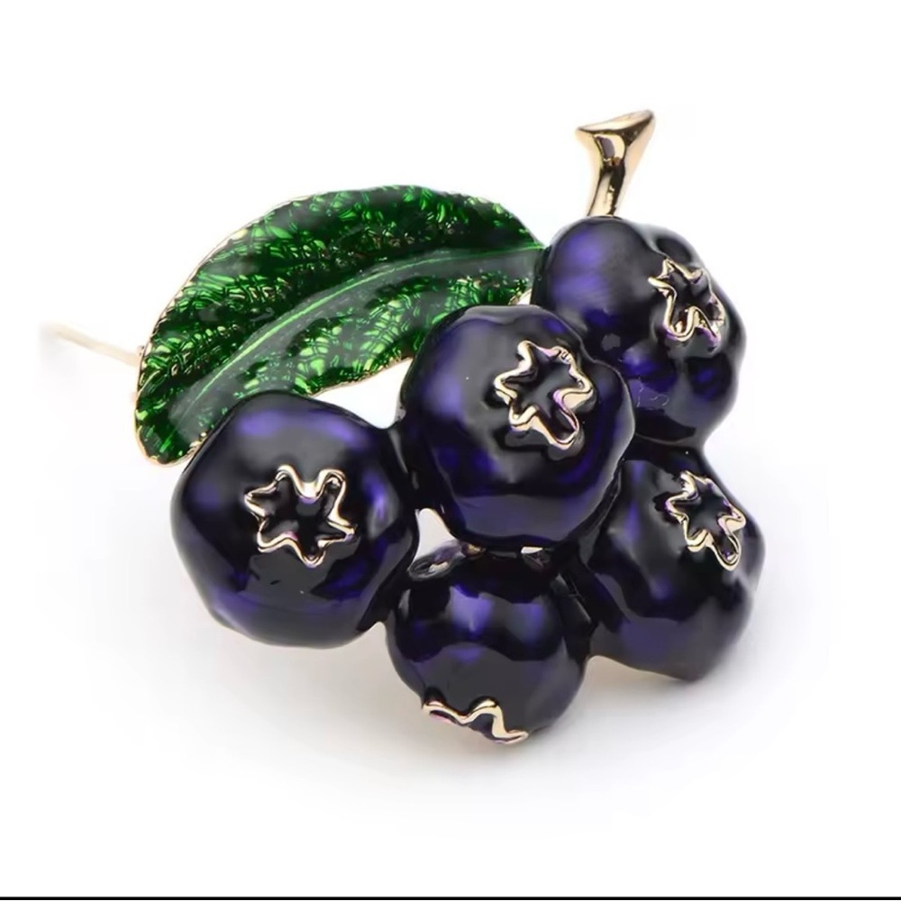 Exquisite Blueberry Brooch, Fruit Berries Plant Pin, Vintage Brooch Pin